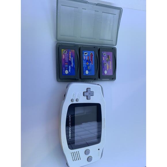 Nintendo Game Boy Advance Console White & 3 Games Tested New Screen Lense - Picture 1 of 6